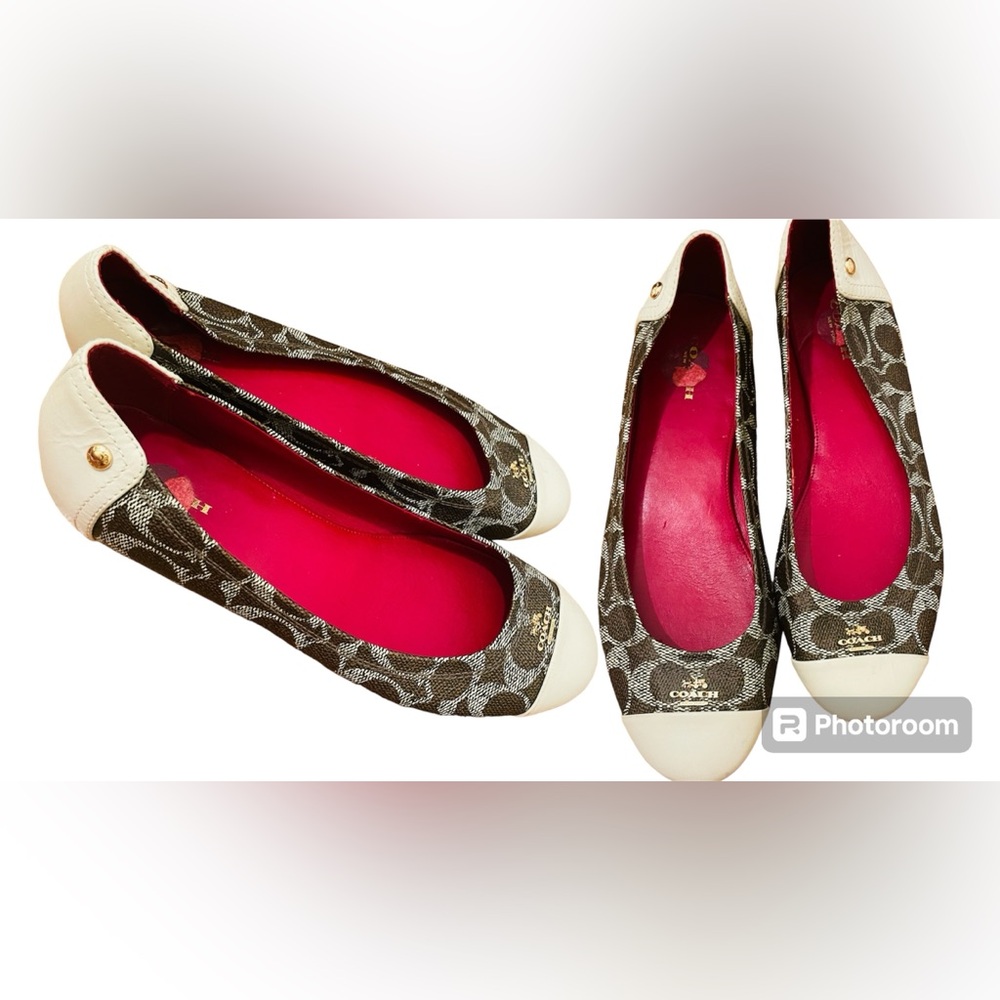 Coach Women's Brown and White Flats
